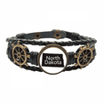 thumbnail image 1 of Dakota del Norte America usa mapa silueta Pulsera marina tejida en cuero, 1 of 4