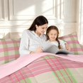 thumbnail image 4 of Manfei Modern Checkered Twin Comforter Sets,Geometric Plaid Bedding Set,Pink Green,Pink Reversible,2pcs,1 Comforter and 1 Pillowcase,2pcs,1 Comforter and 1 Pillowcase, 4 of 7