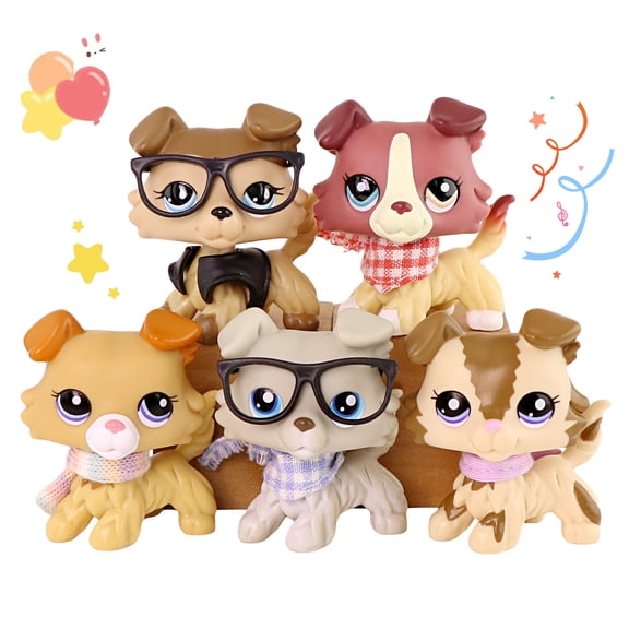Mini Pet Shop 5pcs Little Toys Collie with Accessories #363 #893 #1262 #2210 #2452