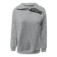 thumbnail image 5 of AXXD Womens Sexy Tops Gray Basic 2024 Spring New Retro Casual Neck Zipper Solid Color Sweater Plaid Pullover Sweater Top, 5 of 5