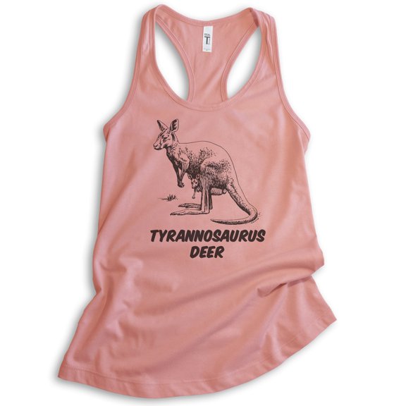 Tyrannosaurus Deer Tank Top, Ladies Racerback Tank Top, Kangaroo Tank, Roo Tank, Desert Pink, Small