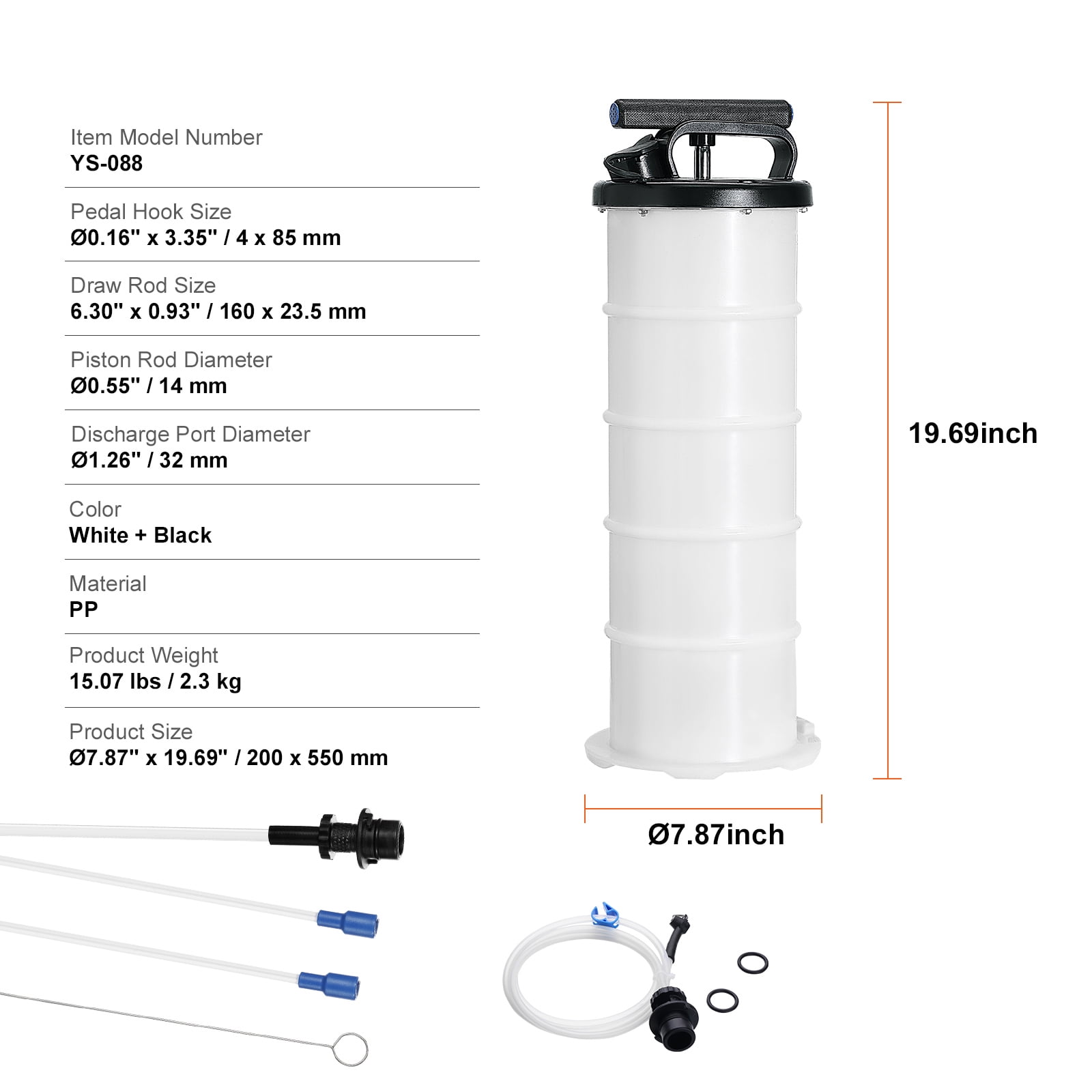 KFFKFF Liquid Remover, 1.74 Gallons (6.5 Liters), Hand-Controlled Manual Oil Alteration Vacuum Liquid Remover with Dipstick and Hose, Oil Alteration Pump for Car Fluids Vacuum Extraction