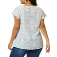 thumbnail image 4 of Agnes Orinda Blouse Décontractée à Manches Courtes Évasées pour Femmes Grande Taille, Col Rond, Floral de Pâques, Printemps Été, 3X Violet Clair, 4 of 7