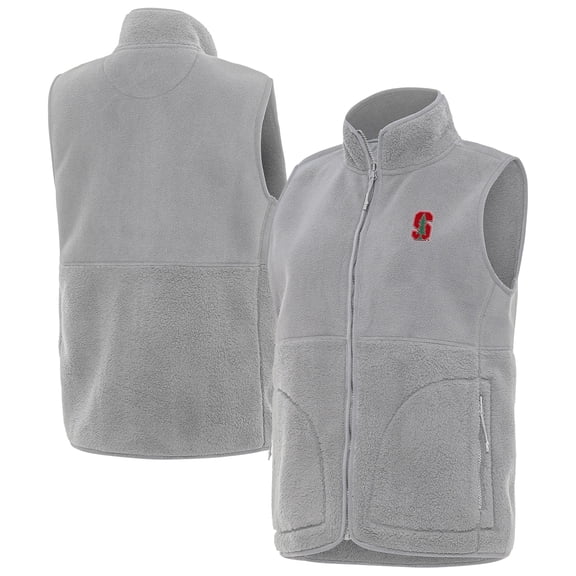 Women's Antigua  Gray Stanford Cardinal Nostalgic Full-Zip Vest