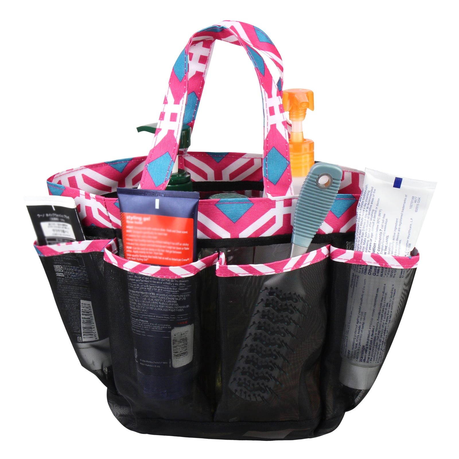 Zodaca Lightweight Mesh Shower Caddie Bag Quick Dry 7 Pocket Toiletry