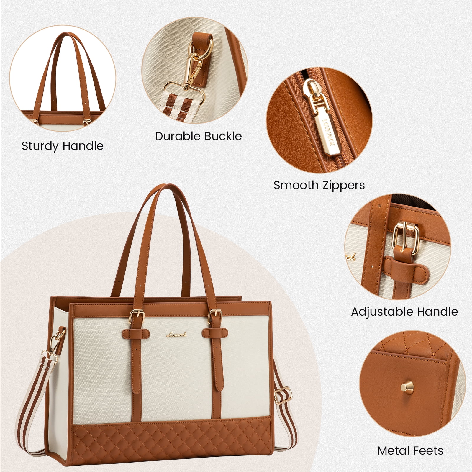 Lovevook Tote Work Bag for Women, Canvas Tote Laptop Bag 