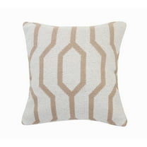 Ox Bay Vibe Beige / White Geometric Cozy Poly-Fill 20 In. X 20 In. Cotton Throw Pillow