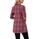 thumbnail image 3 of CAMISA DE BOTONES DE CUADROS VINTAGE PARA MUJERES INSPIRE CHIC, CON ESCOTE EN V Y MANGAS 3/4, TUNICA CASUAL DE NAVIDAD, TOP M ROJO, 3 of 6