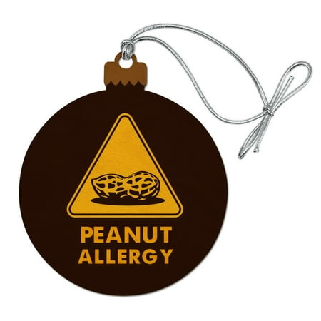Peanut Allergy Yellow Warning Sign Wood Christmas Tree Holiday