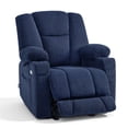 thumbnail image 3 of MCombo Electric Power Recliner Chair with Massage & Heat, Extended Footrest, Cup Holders, Navy Blue Plush Fabric 8015, 3 of 9