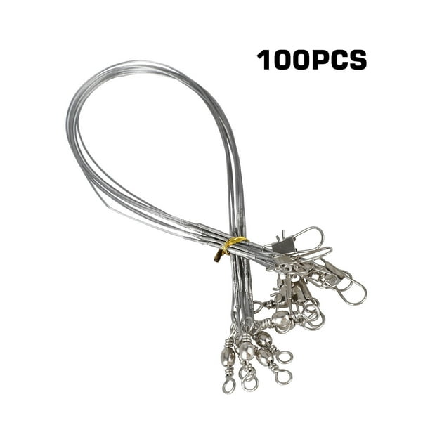 TSV 100PCS Stainless Steel Wire Fishing Leaders HighStrength Fishing