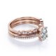 thumbnail image 3 of JeenMata Anillo de Compromiso Solitario con Engaste Pavé de 4 Puntas Corte Ovalado de 1,5 Quilates, Filigrana Art Déco Milgrain, Conjunto de Trío Nupcial, Baño de Oro Rosa de 18 K sobre Plata, 3 of 6