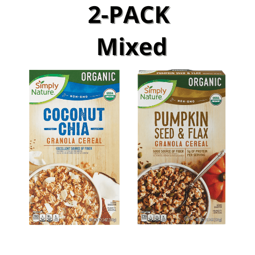 Simply Nature Mixed Organic Coconut Chia Granola Cereal and Pumpkin Seed & Flax 2-Pack 12.3 oz