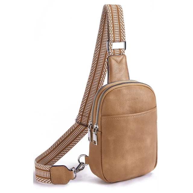 Bolsa tipo riñonera Telena de cuero vegano para mujer, color marrón