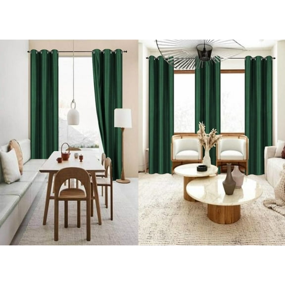 Home Bedroom Décor Set of 2 Panels K86 Hunter Color 100% Blackout Full Room Darkening Thermal Window Curtain Grommets Top 37 inch wide X 84 inch length