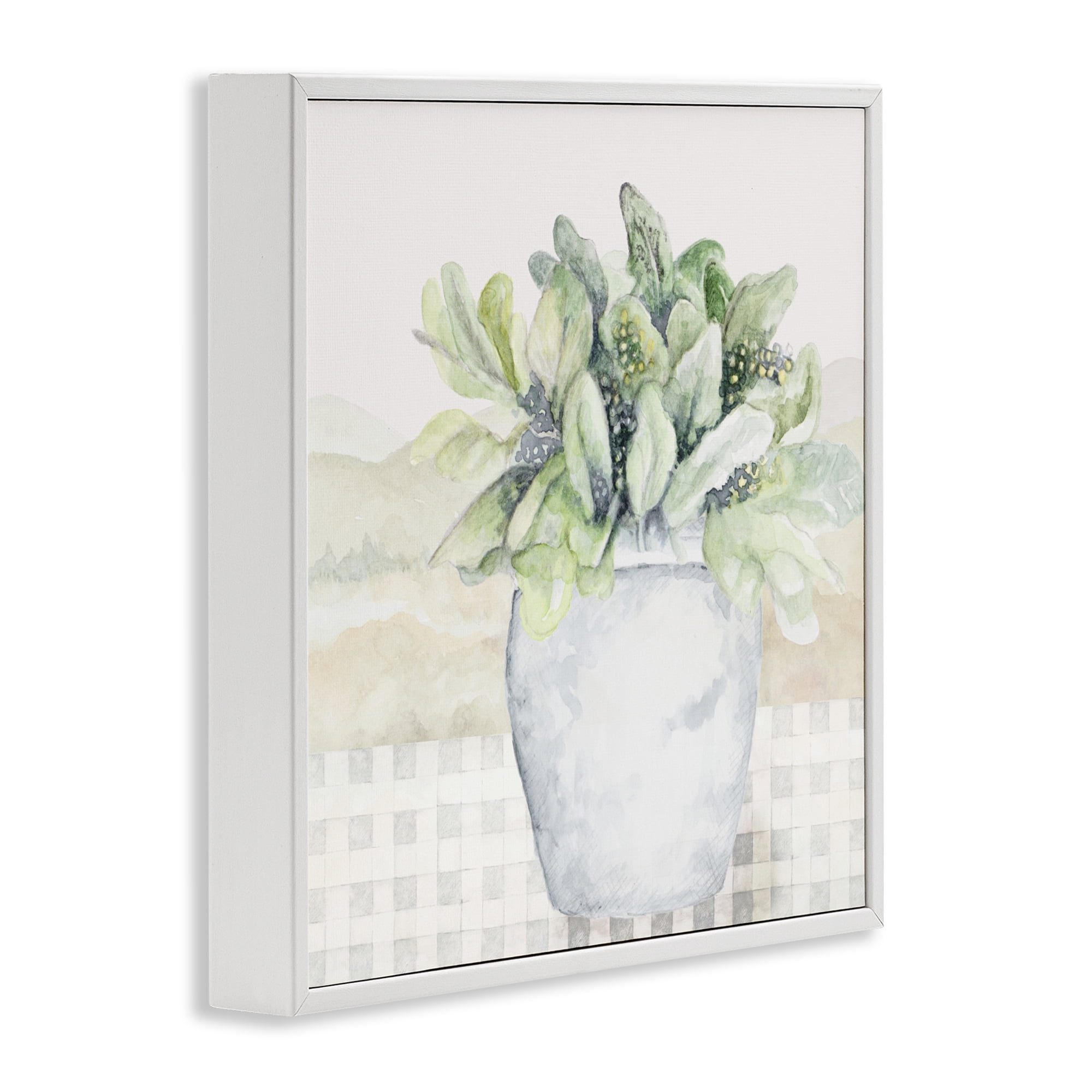 Stupell Industries Potted Farm Herbs Arrangement White Framed Giclee Art, design by Janice Gaynor