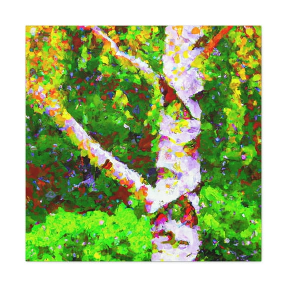Birch Tree Pointillism - Canvas