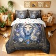 thumbnail image 3 of Manfei Woodland Lion Twin Bedding, Vintage Boho Western Bedding Comforter Set, Blue Brown, Polkadot Reversible, 7-Piece, 3 of 6