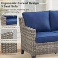 thumbnail image 3 of PPorfamilia Outdoor 3 Seater Sofa, Patio PE Rattan Deep Seat Couch with Navy Cushions, for Porch Balcony Backyard, 3 of 6