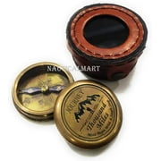NauticalMart NauticalMart A Journey Engraved Antique Brass Compass 2" with case, Unique Gift-Home Dcor Item, Camping and Travelling Equipment