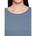 thumbnail image 5 of eloria Women's T-Shirt Round Neck Solid Color Plain Full Sleeve T-Shirt Color: Grey | Size: XS, 5 of 7