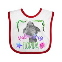 Inktastic Palm Bay Florida Cute Swimming Manatee Boys or Girls Baby Bib