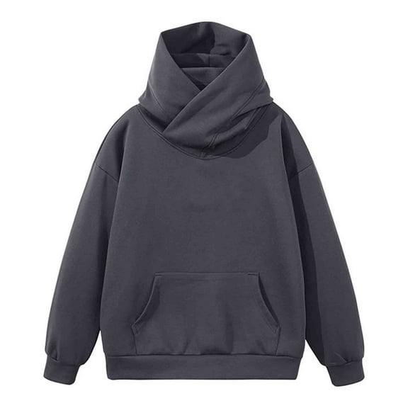 Mens Womens Hoodies with Front Pocket Long Sleeve Turtleneck Sweatshirts Unisex Couples Casual Solid Color Pullover Streetwear Hoodie & Sweatshirt