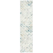 SAFAVIEH Aria Mide Geometric Runner Rug, Ivory/Blue, 2' x 8'