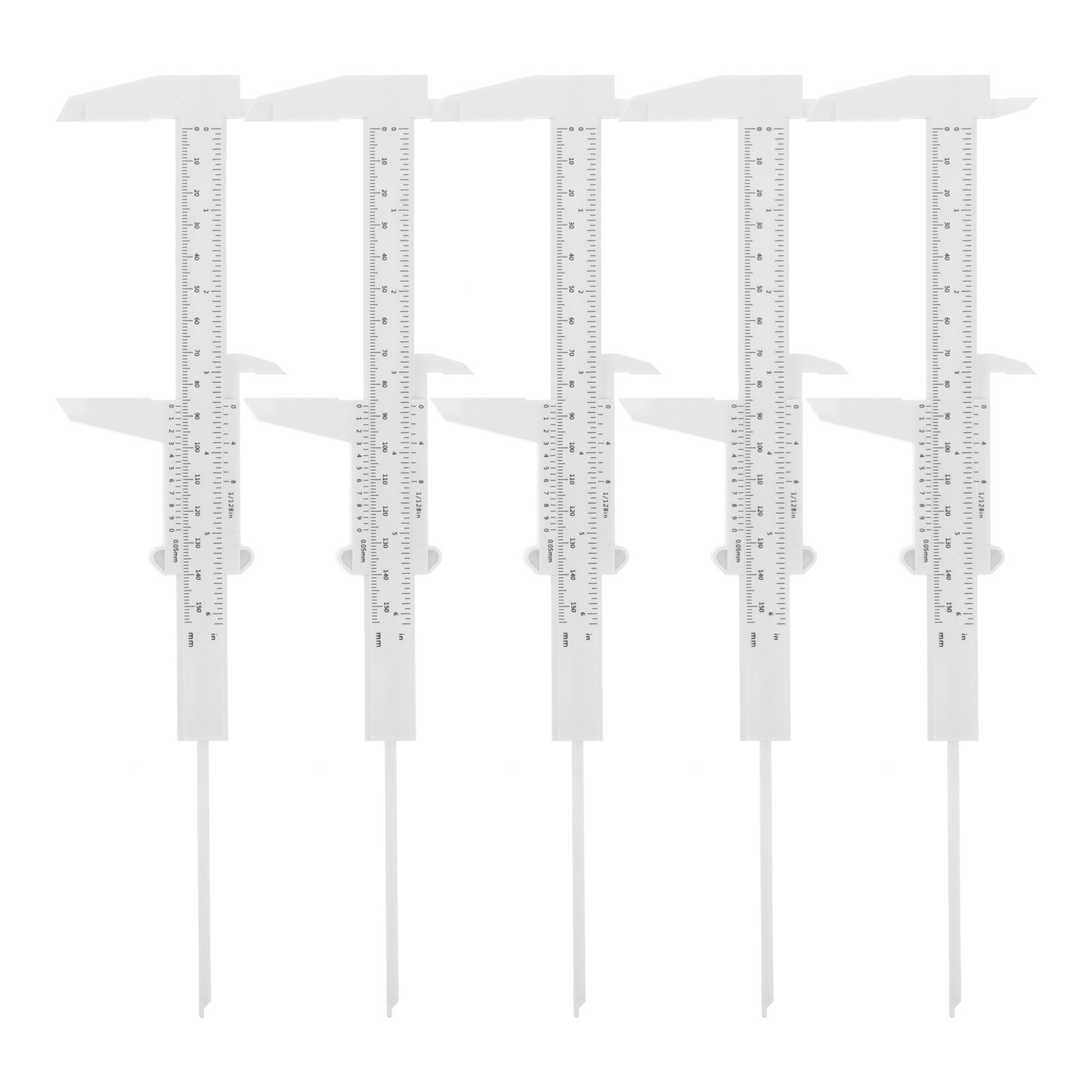 Milisten 5pcs Plastic Vernier Calipers: Mini Sliding Gauge Measuring Tool Vernier Caliper Eyebrow Measuring Ruler Tool For Lab Experiments Home Engineering Projects