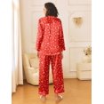 thumbnail image 2 of Ekouaer Womens Silk Satin Pajama Sets 2 Piece Sleepwear Pjs Set Long Sleeve Button Down Top and Pants Stripe Loungewear, 2 of 6