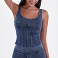thumbnail image 2 of vigerkar Denim Corset Top for Women Going Out Jean Crop Tank Tops Trendy Sleeveless Slim Fit Workout Top (Dark Blue, XL), 2 of 7