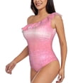 thumbnail image 3 of Picia Sparkly Pink Glitter Pattern Women's One Piece Swimsuits,One Shoulder Swimwear Asymmetric ,Ruffle Monokinis Bathing Suits,High Waisted Flattering Bathing Suits-Large, 3 of 8