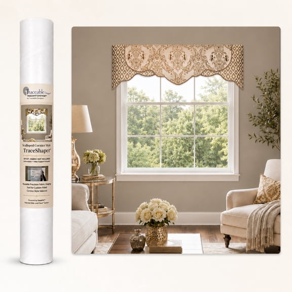 Scalloped Valance Kit for Bedroom, Kitchen, Living Room, No-Sewing