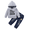 Gray, variant on 12 Months Toddler Baby Boys Clothes Baby Boys Outfits 12-18 Months Boys Long Sleeve Letter Print Hooded Top Jeans Pants 2PCS Set Black