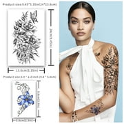 Yazhiji 40 Sheets Large Color Rose Flower Temporary Tattoos long Lasting Tattoos Fake Waterproof Tattoo Stickers for Women or Girls