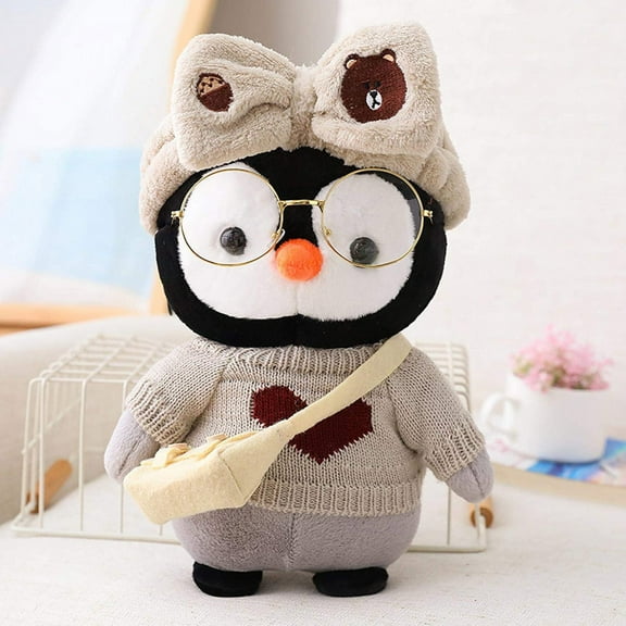 1 Pc Stuffed Penguin Doll — 11.8in, Soft Plush Animal Toy for Dress Up & Birthday Gift(D)