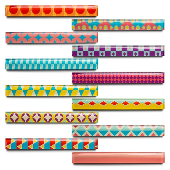 SUNURS Long Strip Mosaic Cute Fridge Magnets for Locker, Colorful Decorative Funny Refrigerator Magnets for Whiteboard, Kitchen, and Office (12 Pieces)