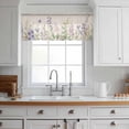 thumbnail image 3 of Flowers Lavender Valance Curtains for Kitchen/Living Room/Bathroom/Bedroom Window, Rod Pocket Small Topper Half Short Window Curtains Voile Sheer Scarf, Retro Cottagecore Blooms Green Leaf 60"x18", 3 of 8