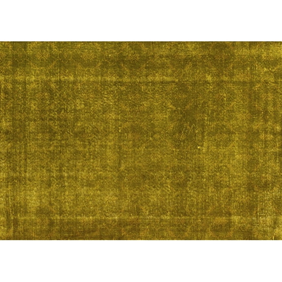 Ahgly Company Machine Washable Indoor Rectangle Abstract Yellow Contemporary Area Rugs, 2' x 5'