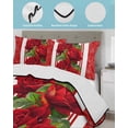 thumbnail image 3 of Twin XL Quilt Bedding Set, Valentine's Day Reversible Summer Quilt 3 Pieces, Red Roses Floral Romantic Striped Lightweight Bedspreads Coverlets with 2 Pillow Shams for All Seasons, 3 of 5