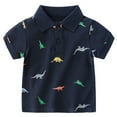 thumbnail image 4 of Tisuna Toddler Boys Shirt Dinosaur Print Short Sleeve Lapel Neck Tops Cute Lovely Summer Kids Outwear Navy Size 3-4 Years, 4 of 4