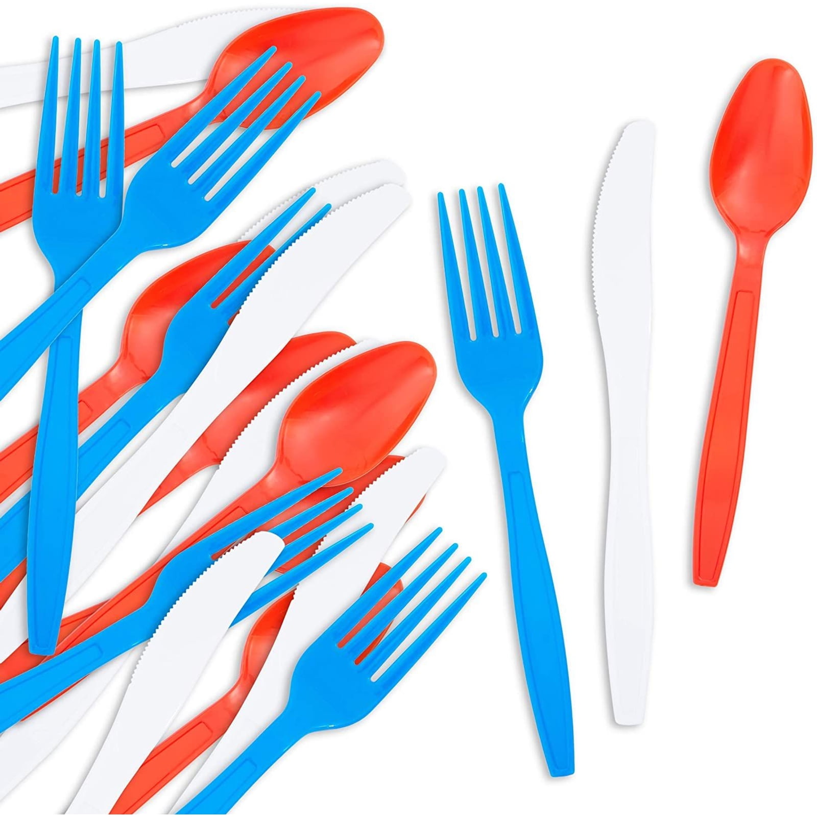 Plastic Cutlery Set Disposable Silver Party Forks Spoons Knives Bulk Partyware