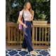 thumbnail image 3 of Pantalones de yoga G4Free con cintura alta y pierna ancha para mujer, color azul real, 3 of 5