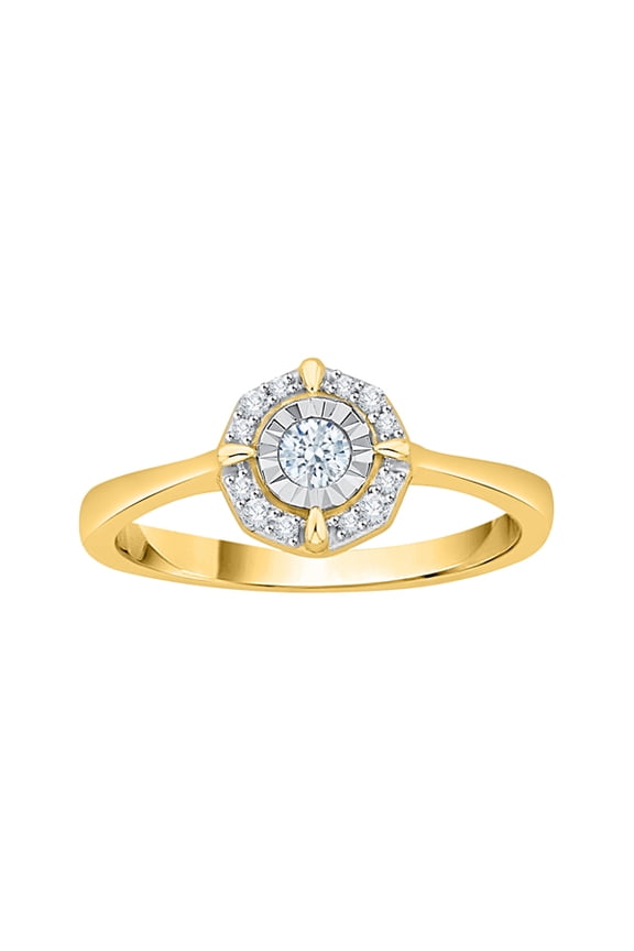 Diamond Engagement Ring in 10K Yellow Gold (1/6 cttw) (I-Color, SI3-I1 Clarity) (Size-5.5)
