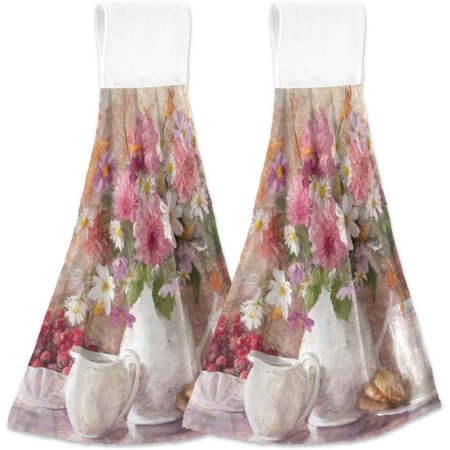 

Hyjoy Hanging Kitchen Towel 12 x 17 Inch Vase Bouquet Towel Set 2 Pieces of Dry Towels for Kitchen Bathroom Laundry Room Table