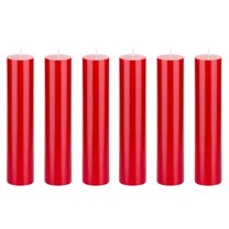 Mega Candles 6 pcs Unscented Red Round Pillar Candle, Hand Poured Premium Wax Candles 2 Inch x 9 Inch, Home Décor, Wedding Receptions, Baby Showers, Birthdays, Celebrations, Party Favors & More