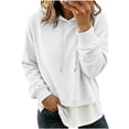 thumbnail image 3 of Gamivast False Two Piece Hoodies for Women Oversized Long Sleeve Sweatshirts Pullover Fall Trendy Hooded Pullover White XXL, 3 of 8