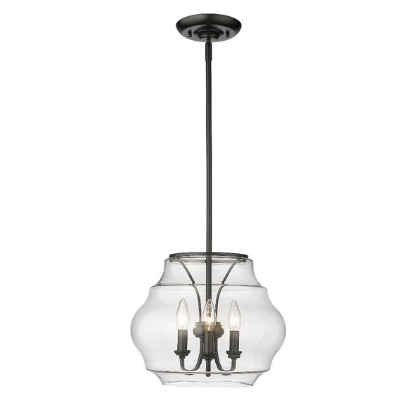 Annette 3-Light Pendant in Matte Black and Clear Glass