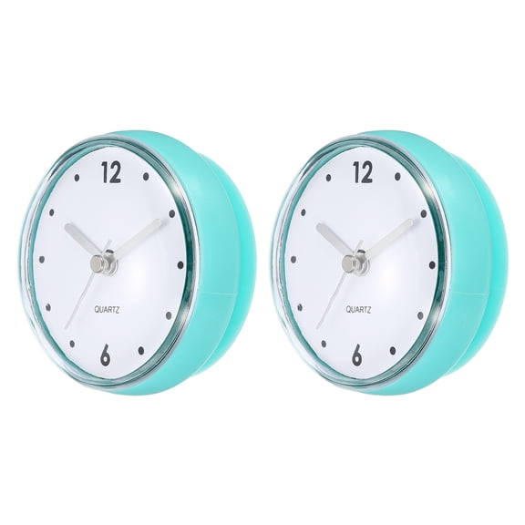 Waterproof Bathroom Clock Battery Operated Wall Clock with Suction Cup, Green 2 Pack