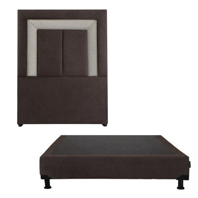 Box Base Cama Individual + Cabecera Bora Chocolate